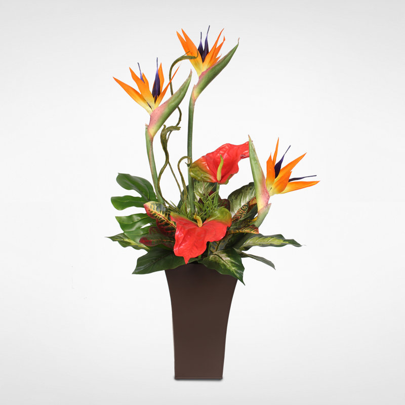 Bloomsbury Market Silk Bird of Paradise and Anthurium Tropical Floral